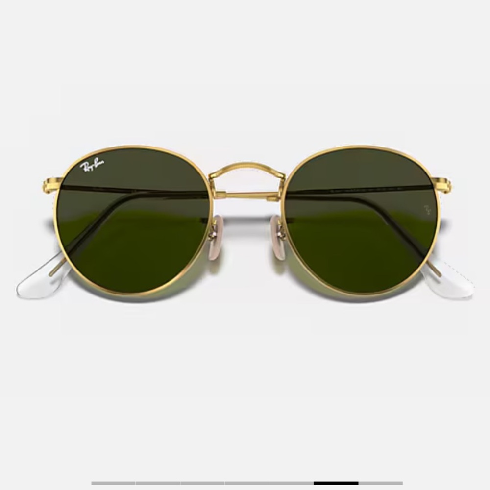 RayBans Round Gold Frame Sunglasses with Green Lenses